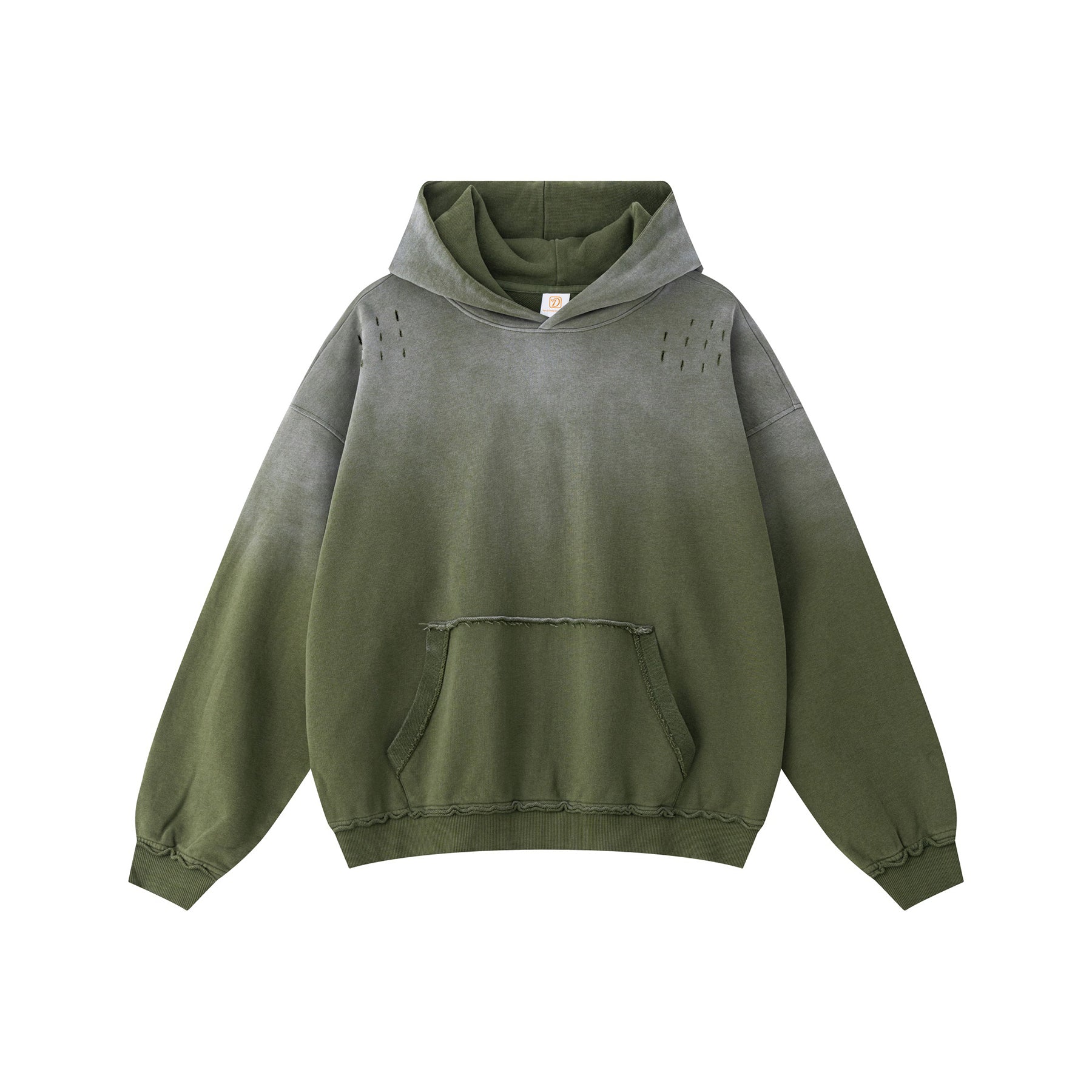 OEM Wholesale Hoodies Batik Washed Gradient High Quality Embroidery logo Boxy Cut Out Streetwear 100% Cotton Men's Hoodies