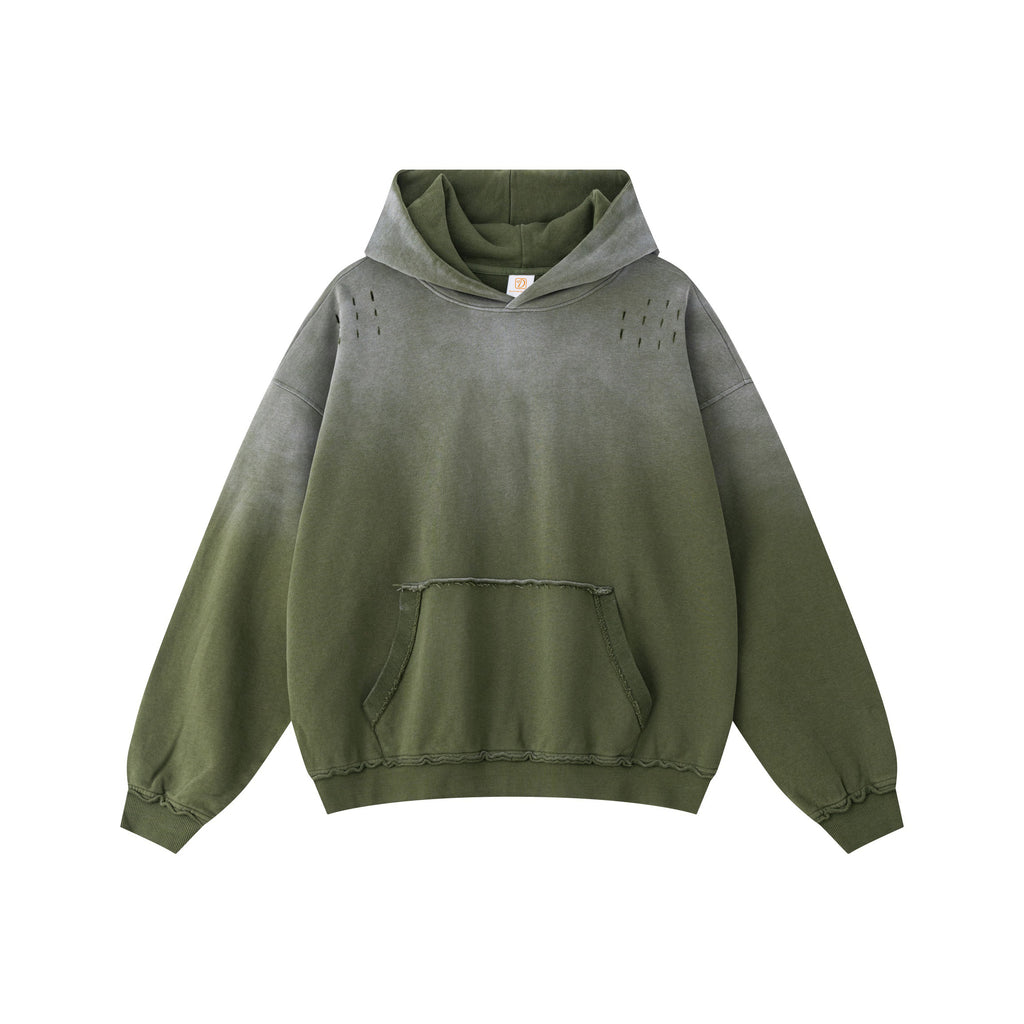 Custom Hoodies Waxing Printing Unisex High Quality Blank Streetwear Fashion Broken Loose Acid Washe Patchwork Wholesale Hoodie