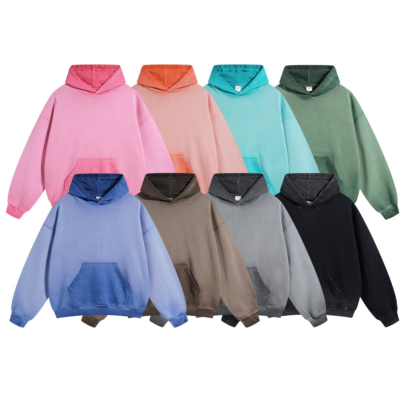 100% Cotton High Quality Drop Shoulder Blank Custom Vintage Acid Wash Heavy Weight Pullover Hoodies and Sweatshirts