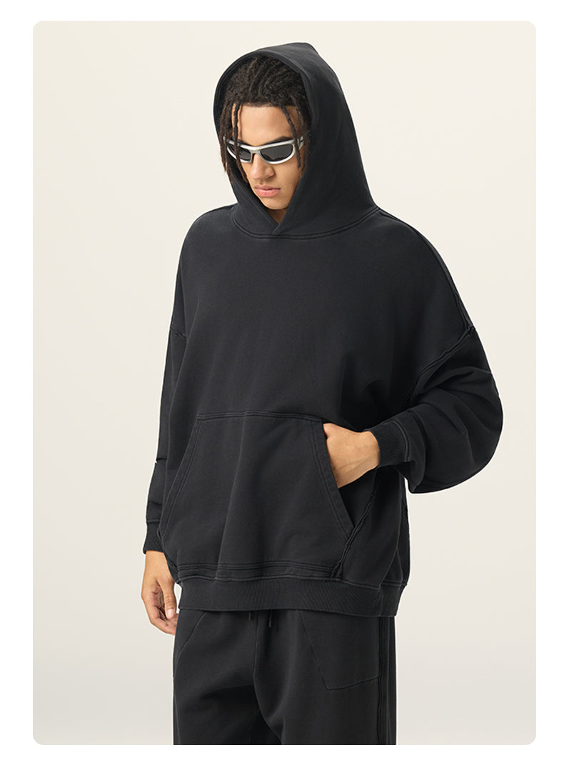 100% Cotton Pullover with Water Washed Texture and Heavyweight Hoodies Weight with a Continuous Hood Available in Sample Size L