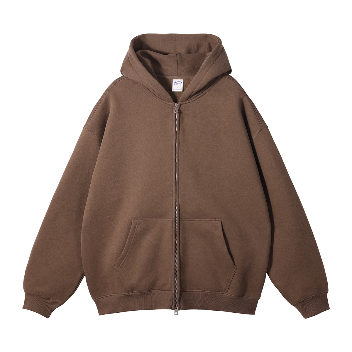 Men Hoodies 100% Cotton 14 Color Fleece Pullover with No Hood Zipper at the Shoulder Drop Shoulder Design Pullover Hoodie