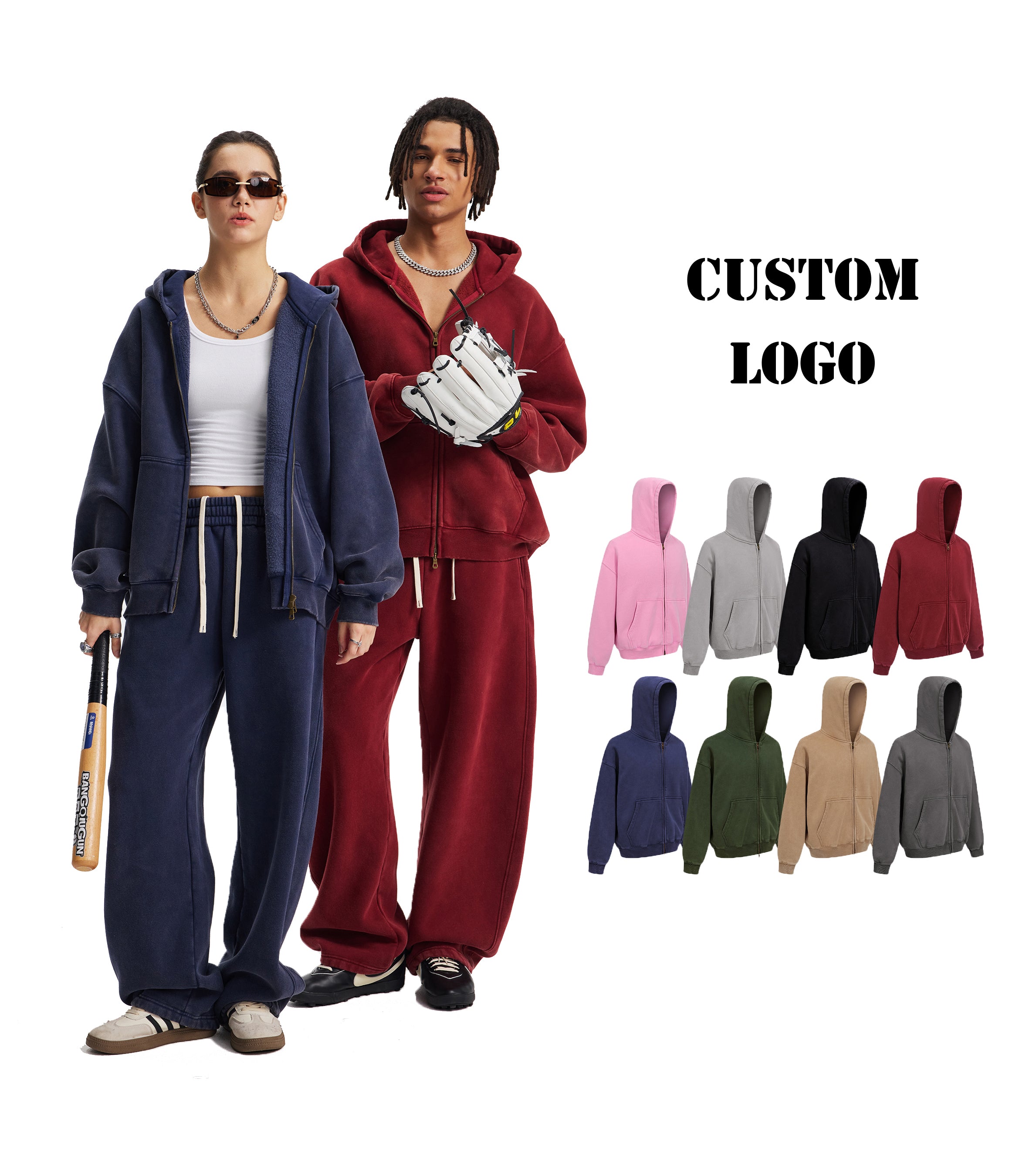 High Quality Unisex Boxy Short Sport Washed Vintage Knitted Casual Hoodies