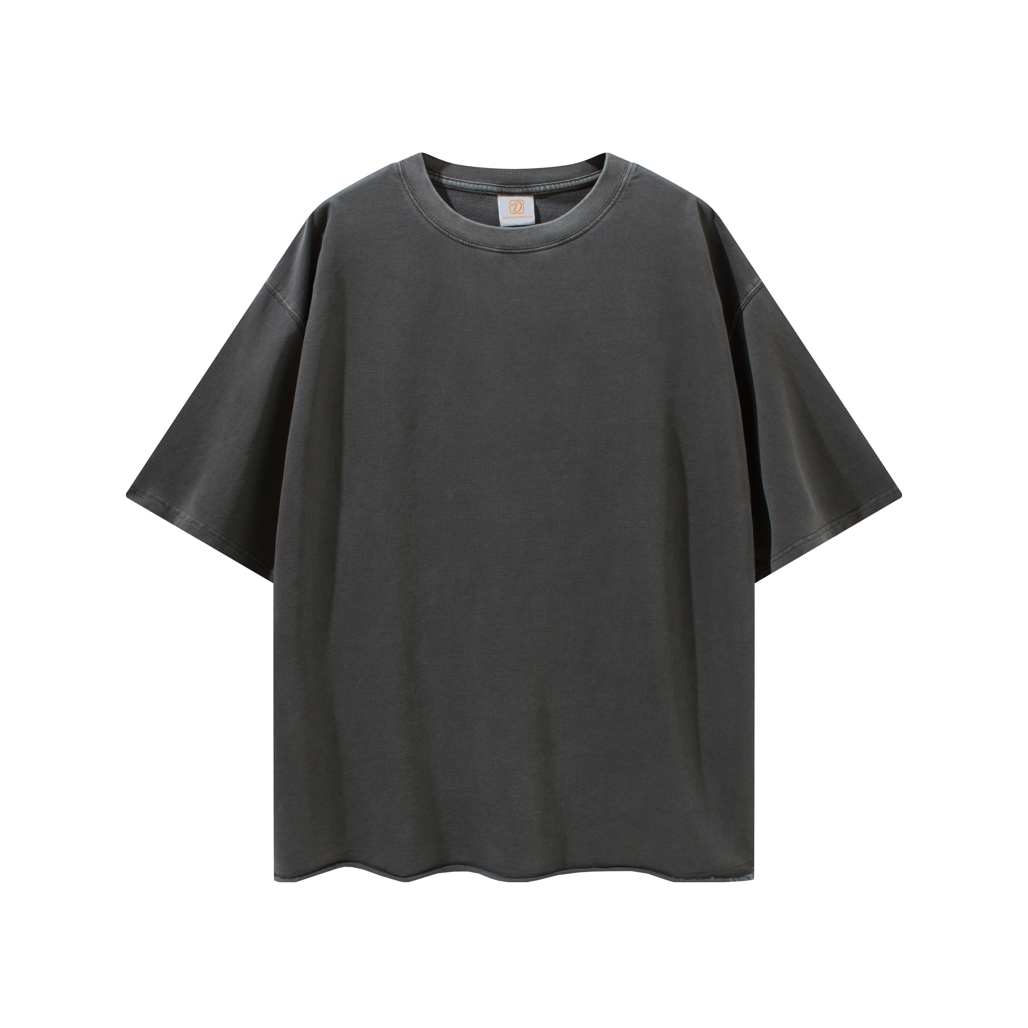 Oversized Acid Washed Streetwear 100% Cotton High Quality Pure Color Patchwork Drop Shoulder Heat Transfers for T-shirts