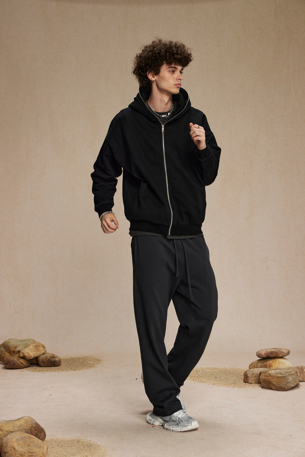 Wholesale Hoodies Heavyweight  Drop Shoulder Fleece High Quality Unisex Blank Full Face Zip Hoodie