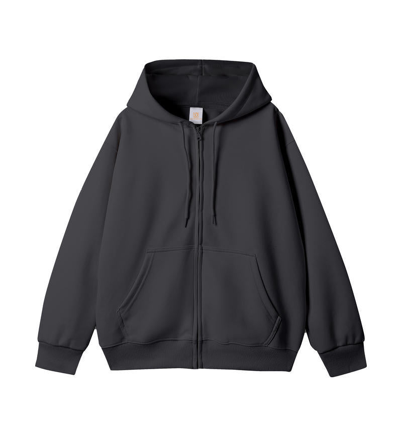 Wholesale Custom Zip up Oversized Drop Shoulder High Quality Puff Printing Unisex Streetwear Fashion Plus Size Men's Hoodie