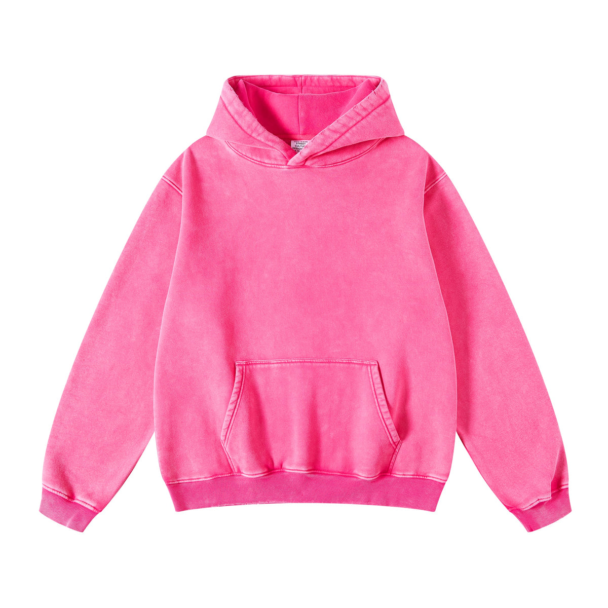 Customized Washable Batik Distressed Fleece Pullover Without a Hood and with a Rope Strap Unisex Hoodies Winter Collection