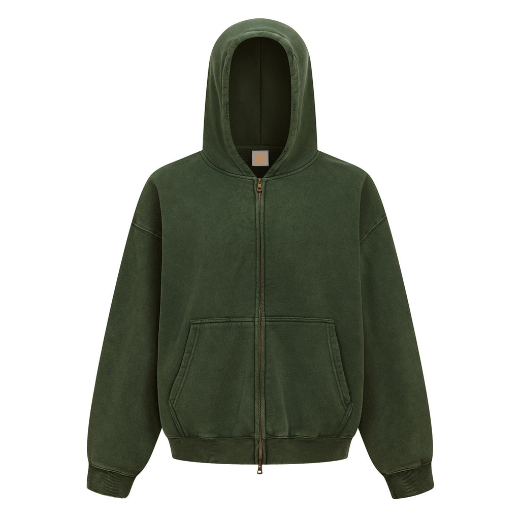 Custom Zip up Hoodies Polyester/Cotton Streetwear Boxy Short Style High Quality Waxing Printing Acid Washe Wholesale Hoodies