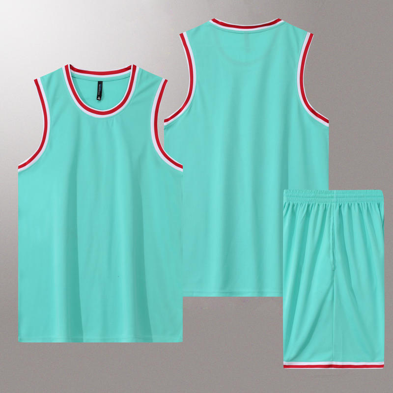 Customized 5 Color Men's and Women's 100% Polyester Fiber Round Neck Basketball Uniform Set Basketball Jacquard Fabric Suit
