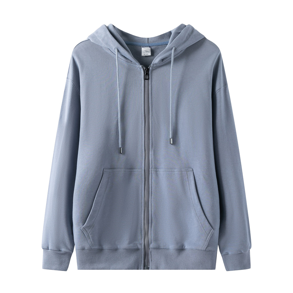 Custom Hoodies logo Plus Size Blank Full Zip French Terry High Quality Pure Color Blank Puff Printing Streetwear Hoodies Men