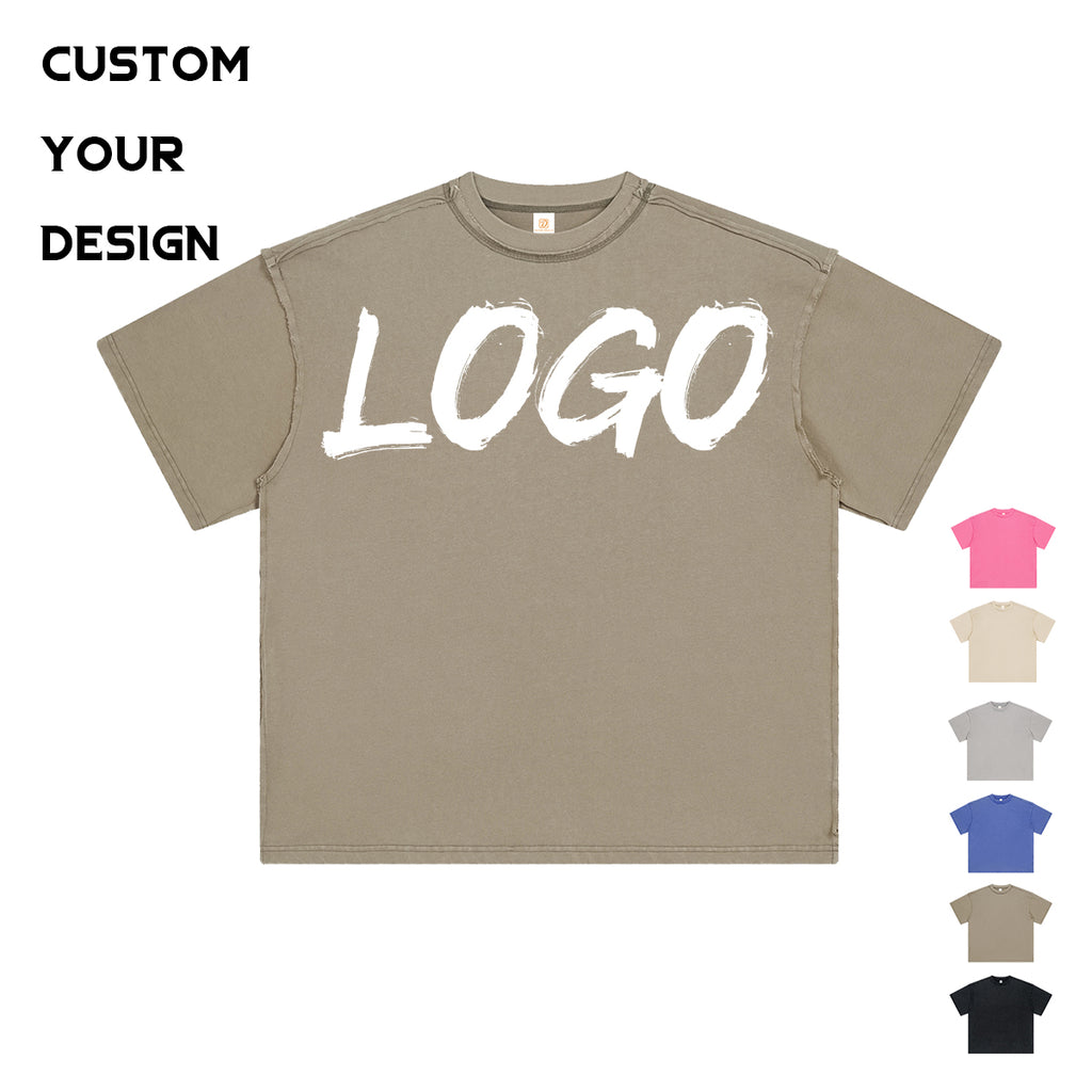 t Shirt for Men Streetwear Heavyweight Custom Vintage Puff Printing Drop Shoulder Acid Wash Loose High Quality Wholesale Tshirts