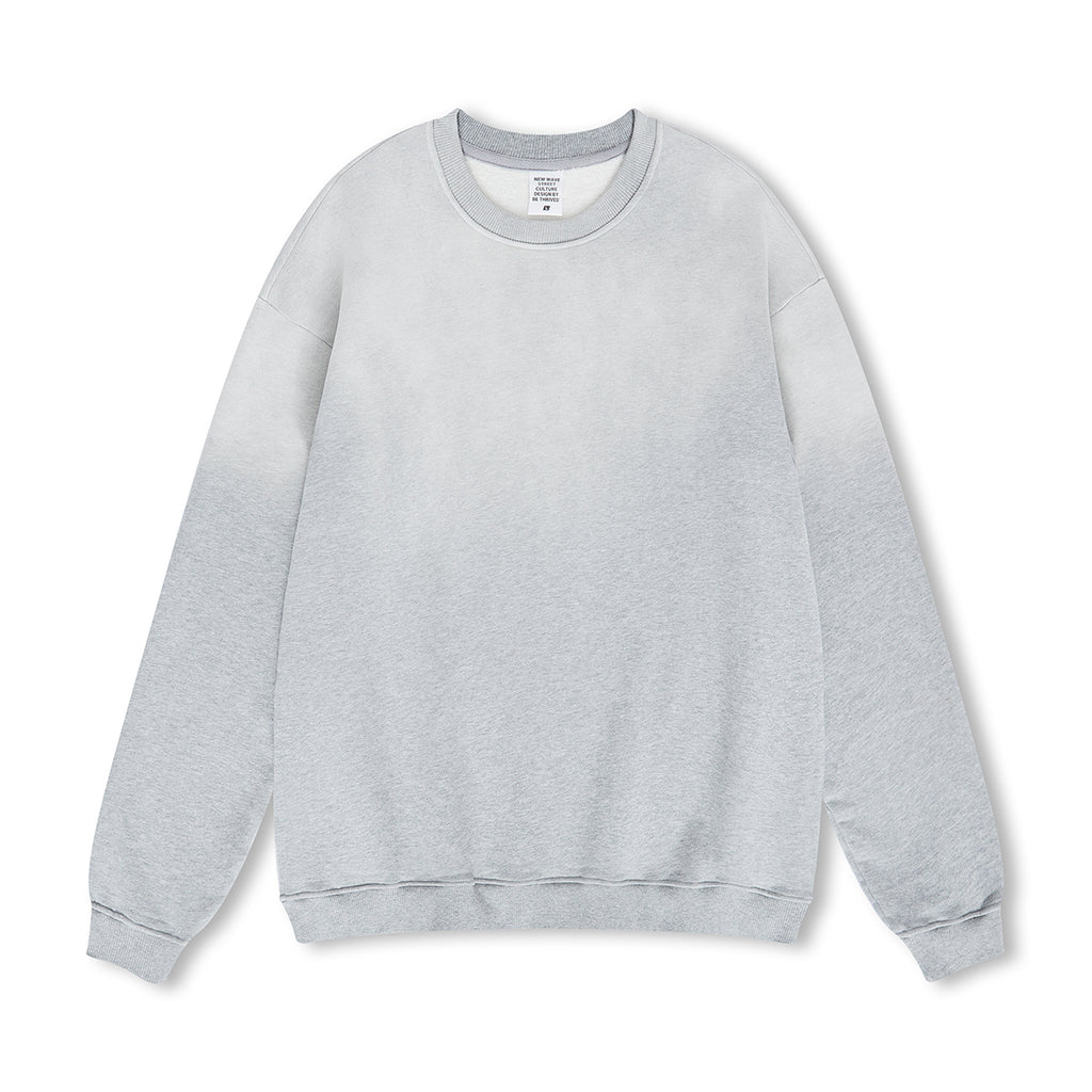 Customized 8-color Oversized All Cotton Looped Pile Brushed Fleece Retro Washed Gradient Round Neck Hoodie American Style