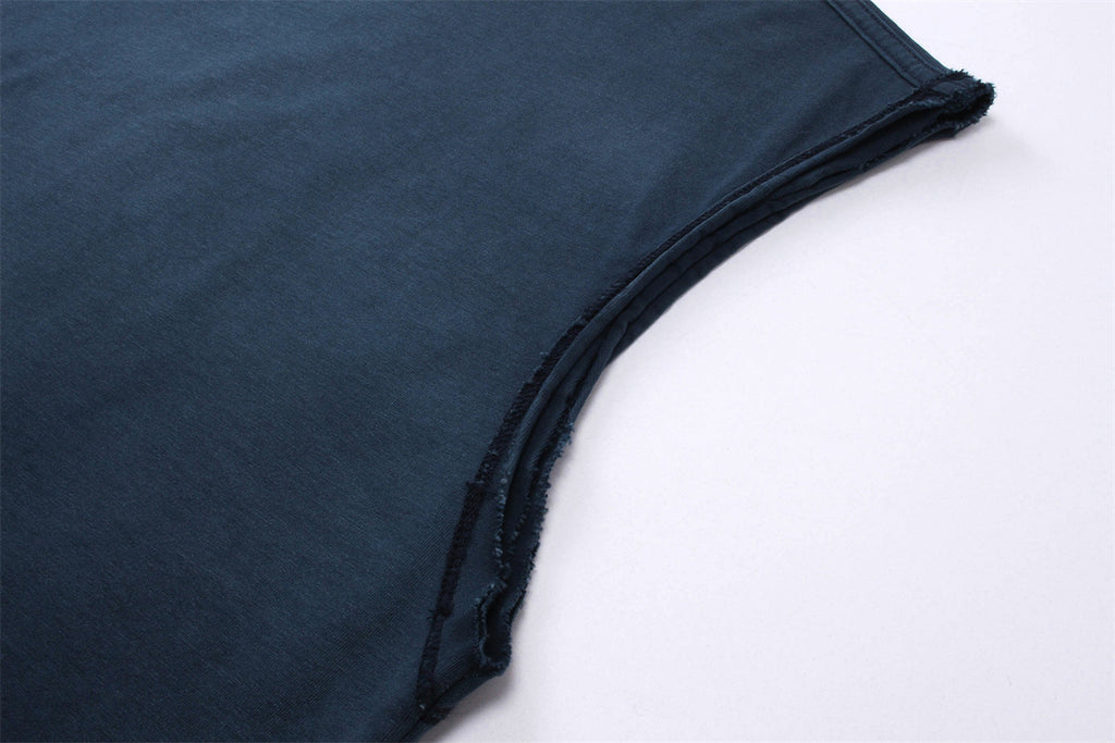 100% Cotton Washed Sleeveless Sublimation Vintage Blank Wax Printing Streetwear High Quality Fashion Plain Tshirts Wholesale