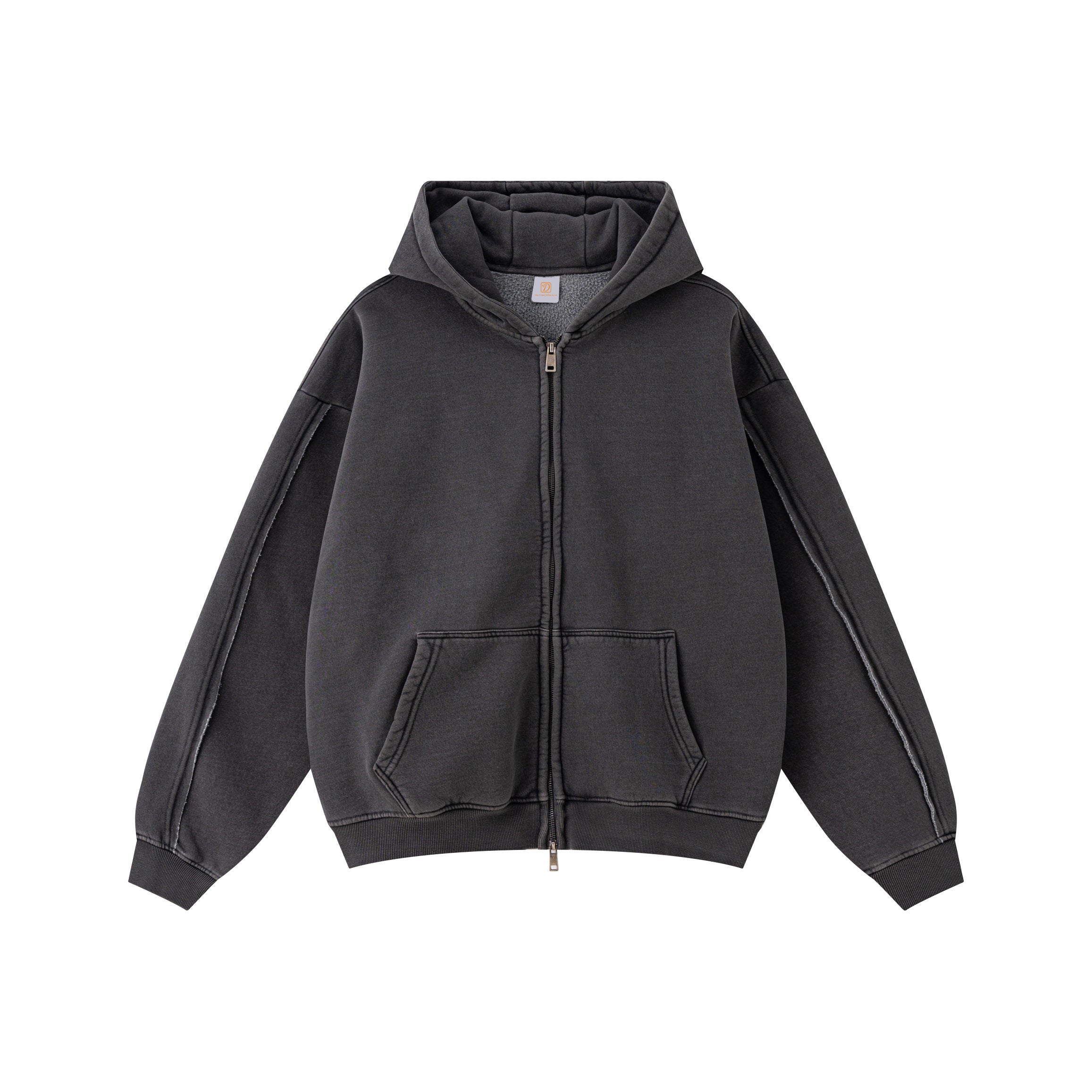 Mens Clothing Custom Hoodies Streetwear Double Zipper Acid Washe Heavyweight Blank Streetwear Oversized Fashion Men's Hoodies