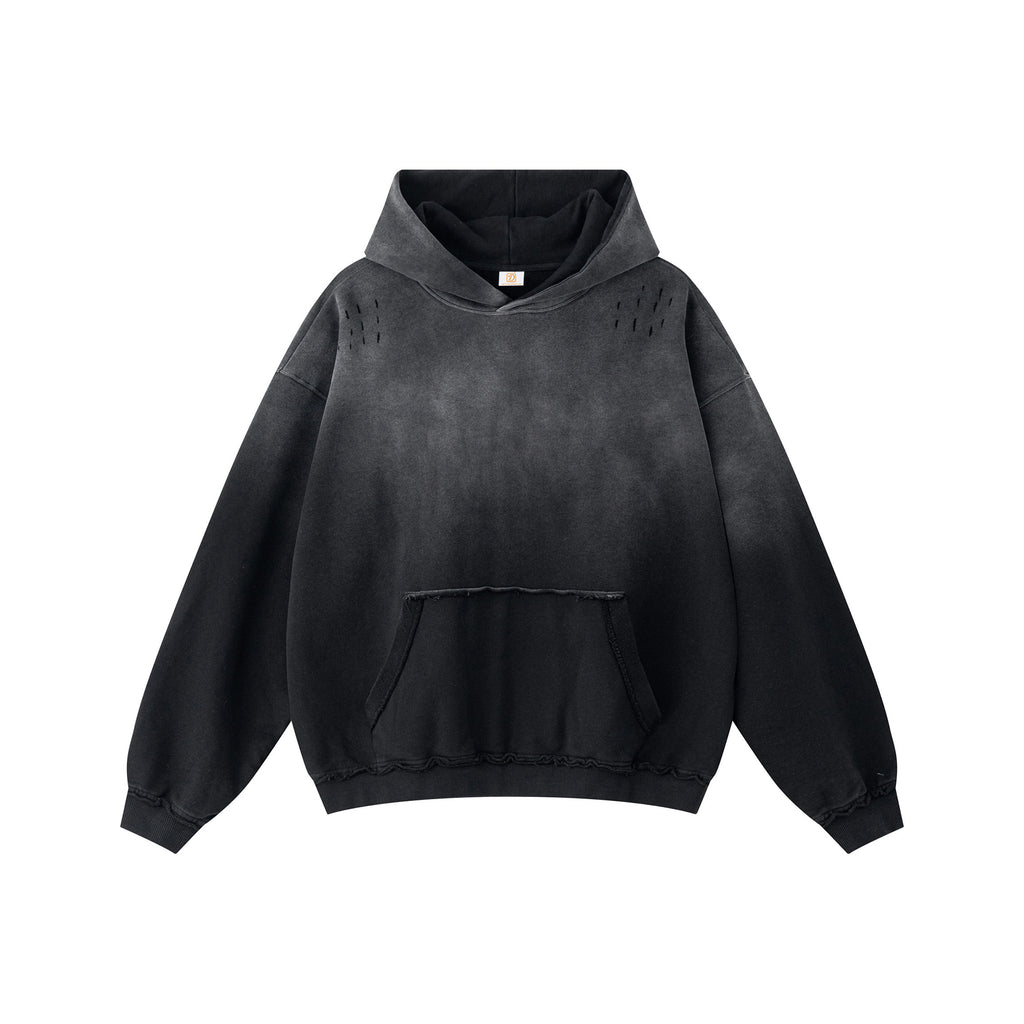 Gradient 370g Heavyweight Hoodie Custom Casual High Quality New Design Acid Wash 100% Cotton Wholesale Streetwear Hoodie