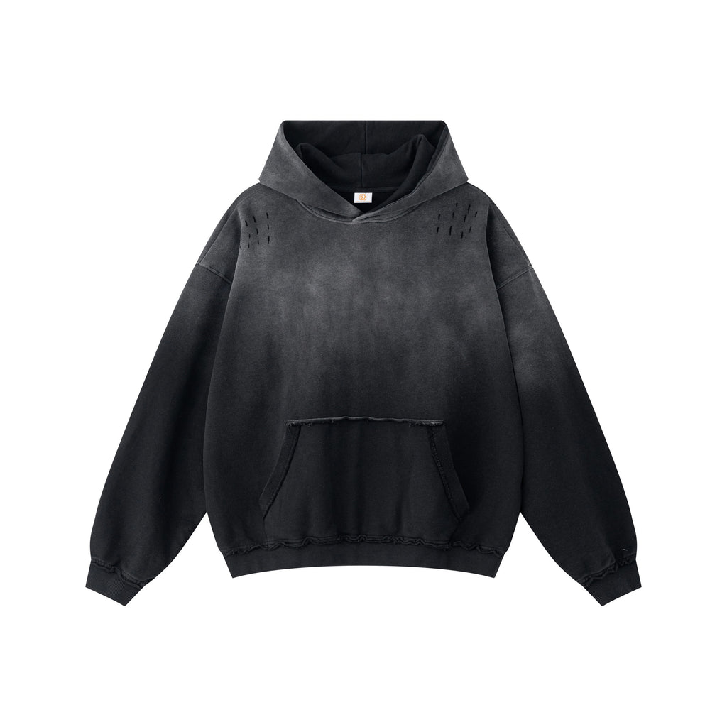 Custom Hoodies Waxing Printing Unisex High Quality Blank Streetwear Fashion Broken Loose Acid Washe Patchwork Wholesale Hoodie