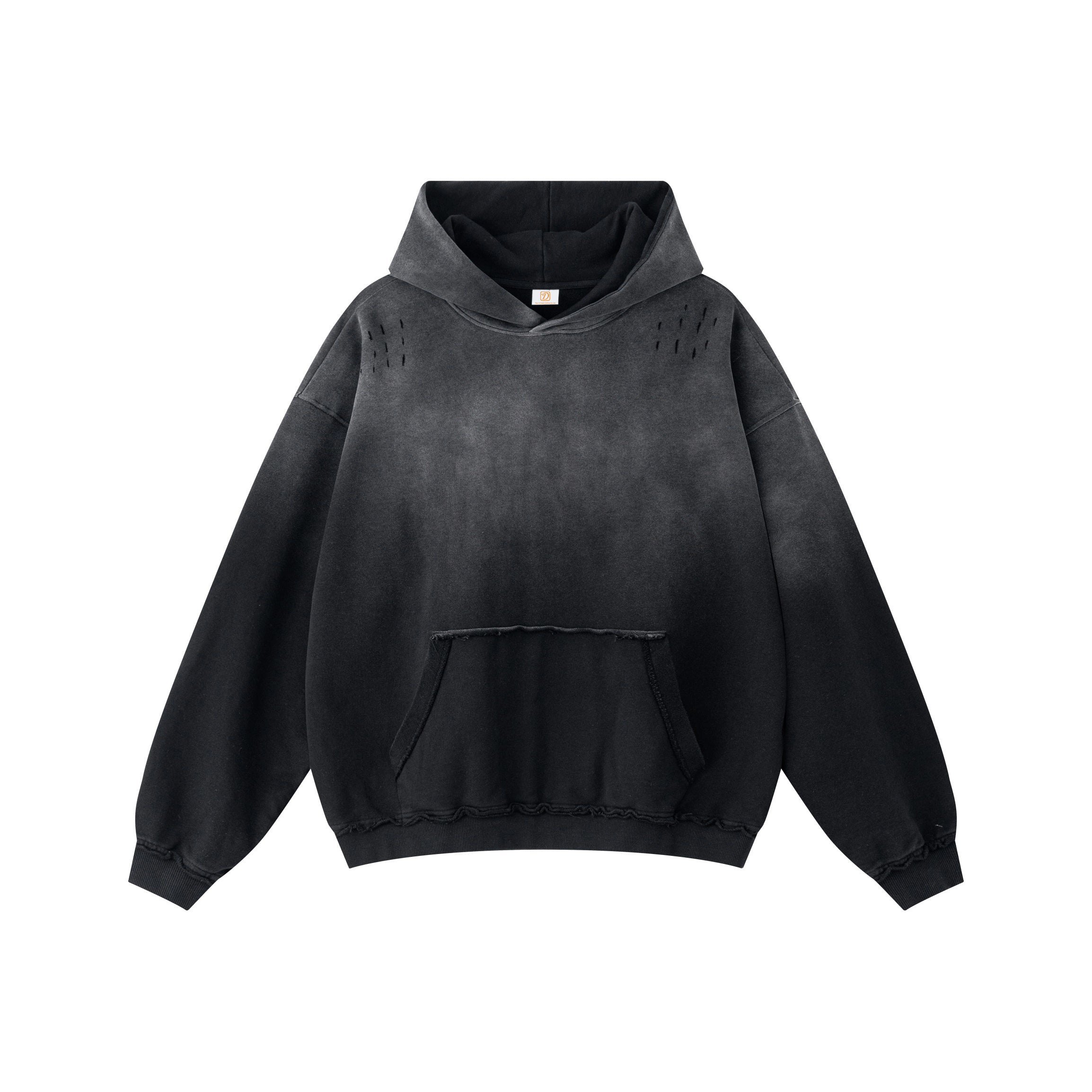 Streetwear Custom Washed Loose Men Hoodies High Quality Wholesale Wax Printing Broken Fashion Wholesale Hoodies