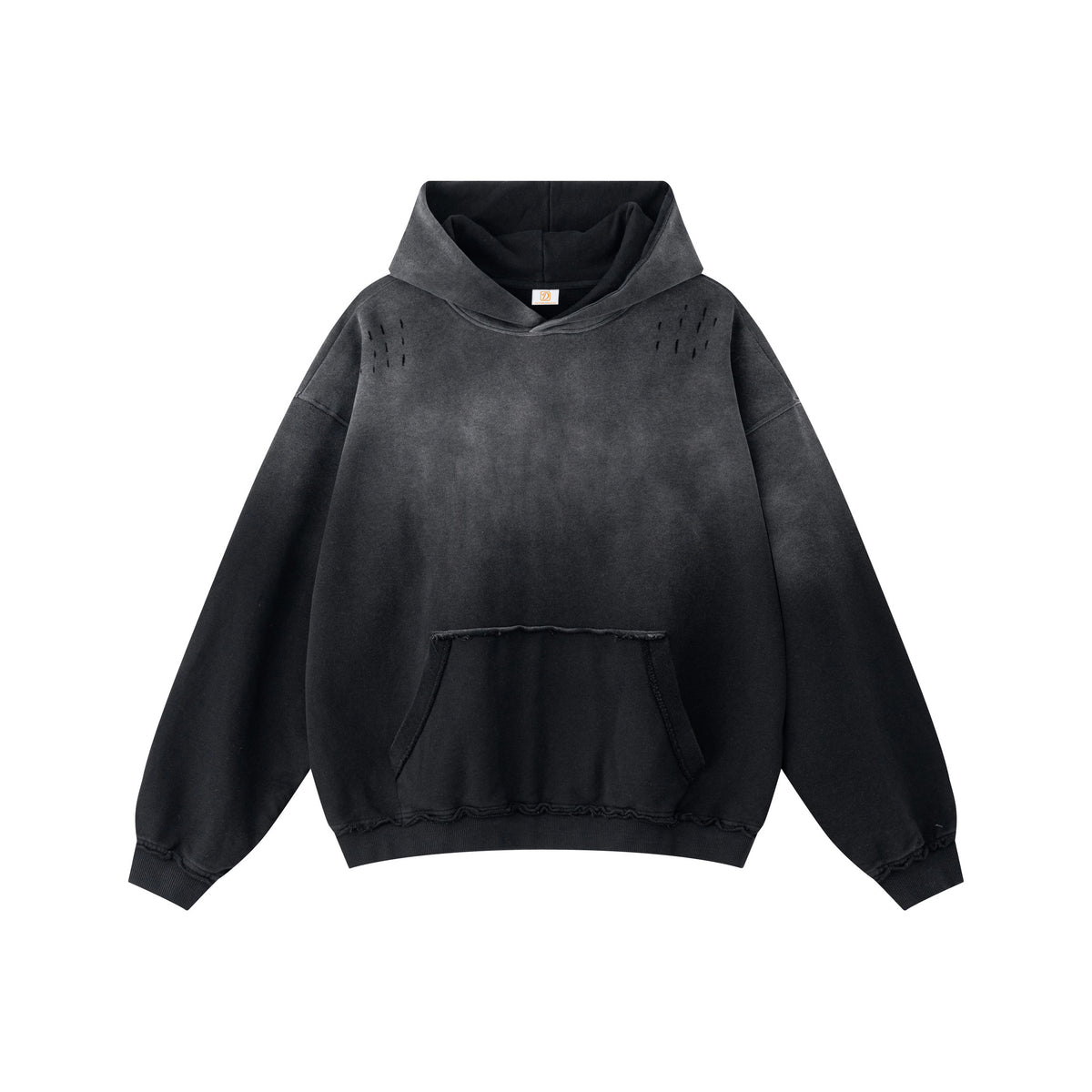 Hoodies Wholesale Winter 100% Cotton Heavyweight Washable Batik Gradient Cut Loose Hooded Sweatshirt Loose Fitting Casual Brand
