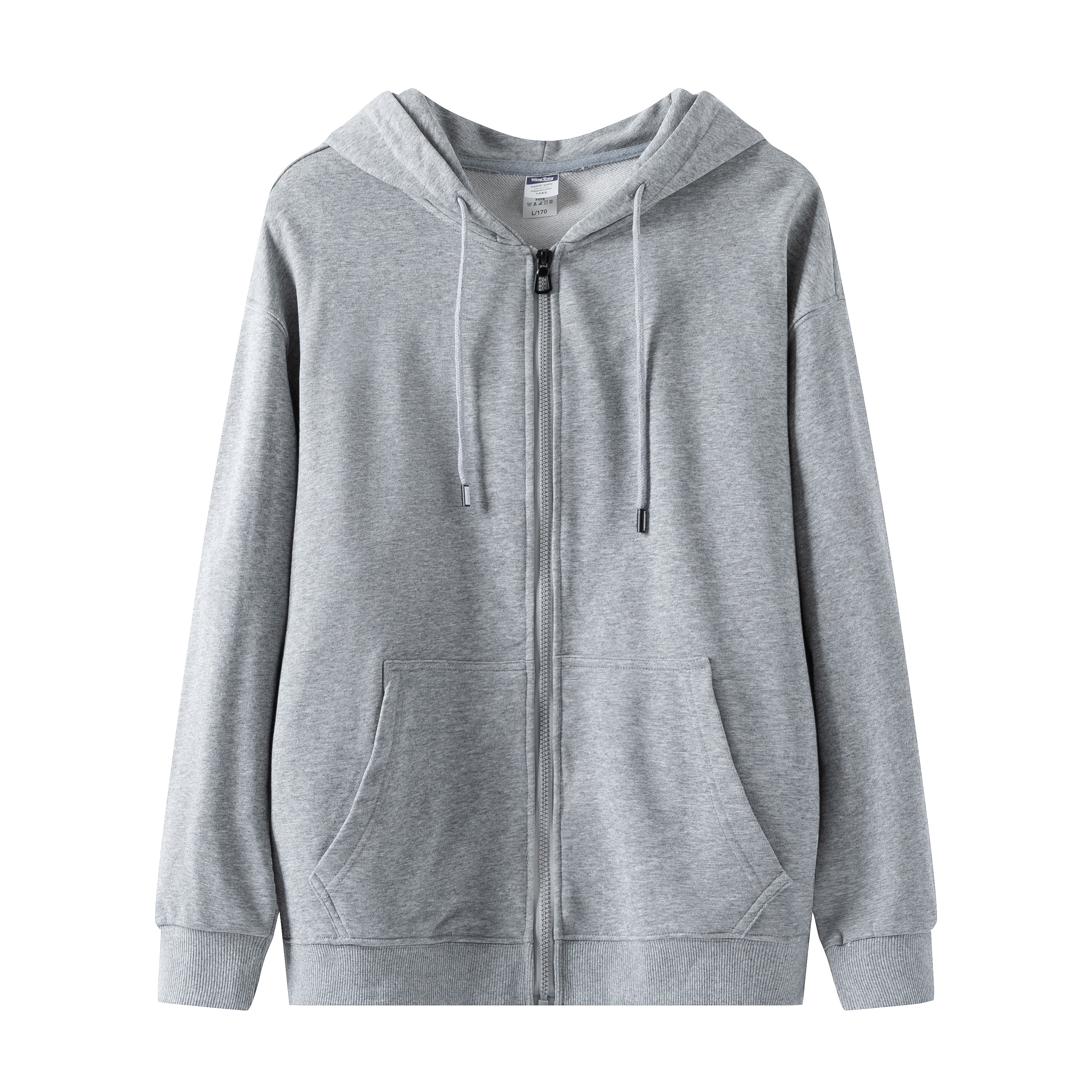 Custom Hoodies logo Plus Size Blank Full Zip French Terry High Quality Pure Color Blank Puff Printing Streetwear Hoodies Men