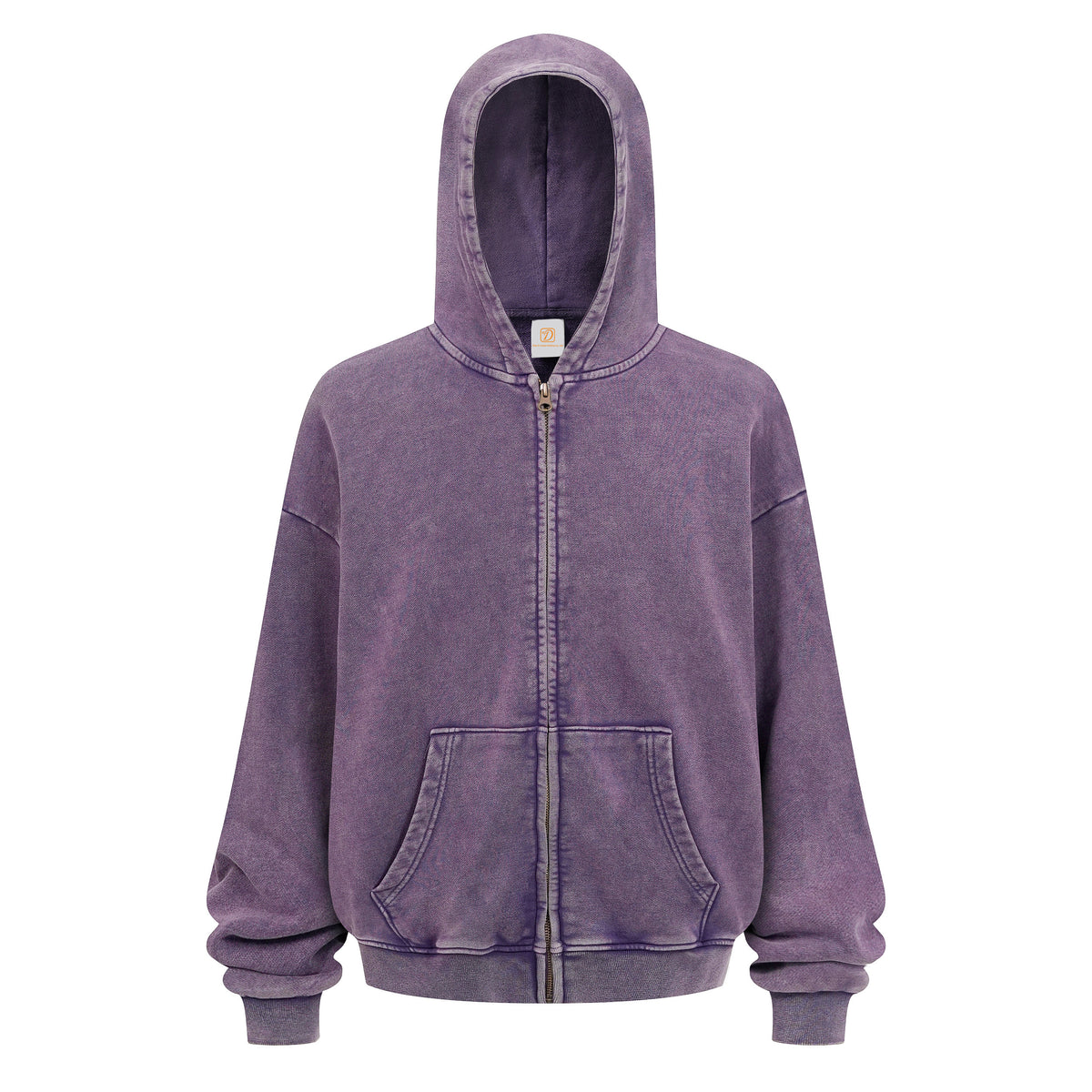 100% Cotton 430g Hoodies Heavyduty Water Washed Distressed Zipper Pure Cotton Double Layered Zipper Hoodie Wax Dyed Hoodie