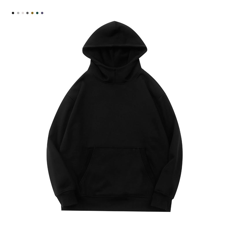 7 Color Fleece Half High Neck Hooded Sweatshirt Oversized Solid Color No Drawstring No Cap High Quality Unisex Pullover Hoodie