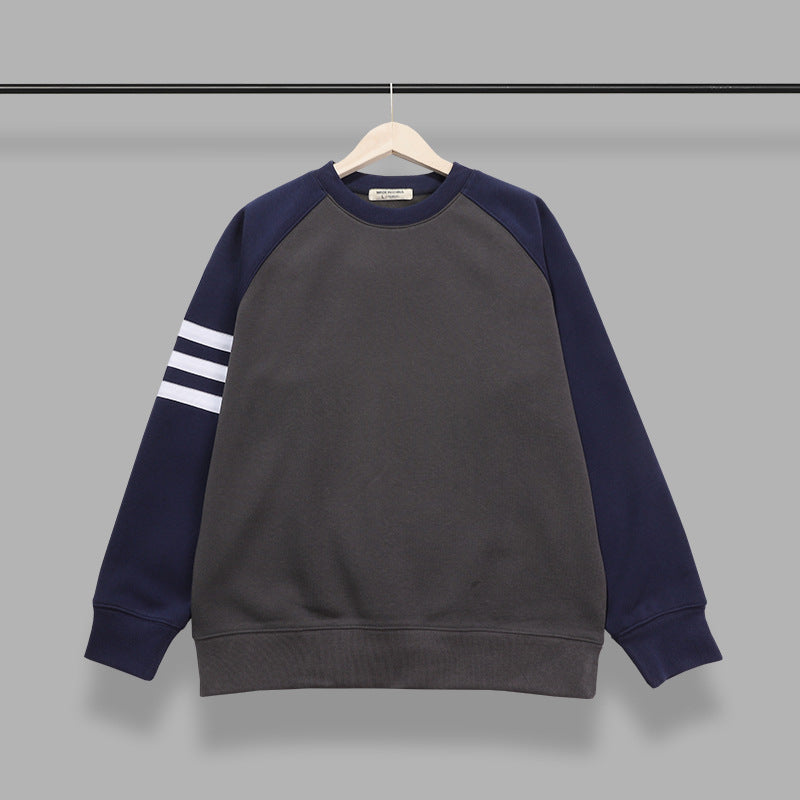 High Quality Hoodie Thick and Loose Quilted Contrast Color Crossover Sleeve Pullover Base Layer Hoodie Unisex Fashion Style