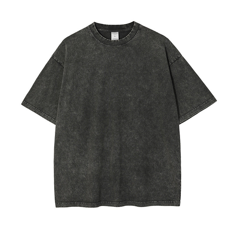 High Quality Wholesale Tshirt Vintage Custom logo O-neck Blank 100% Cotton Wax Printing Screen Printed Short Sleeve T-shirts