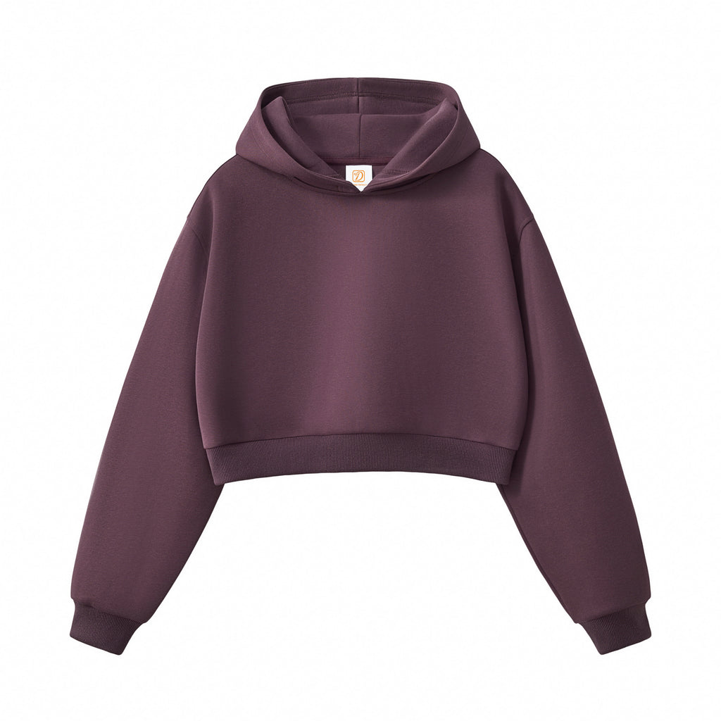 Women's Hoodies Crop Top Short Style Fashion Streetwear High Quality Sport Custom Puff Printing Distressed Embroidery Hoodie