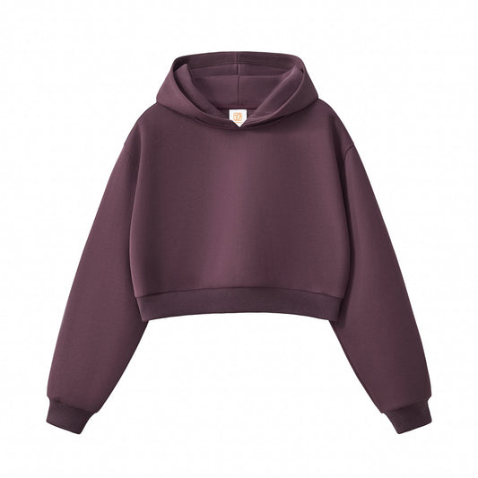 Women's Hoodies Crop Top Short Style Fashion Streetwear High Quality Sport Custom Puff Printing Distressed Embroidery Hoodie