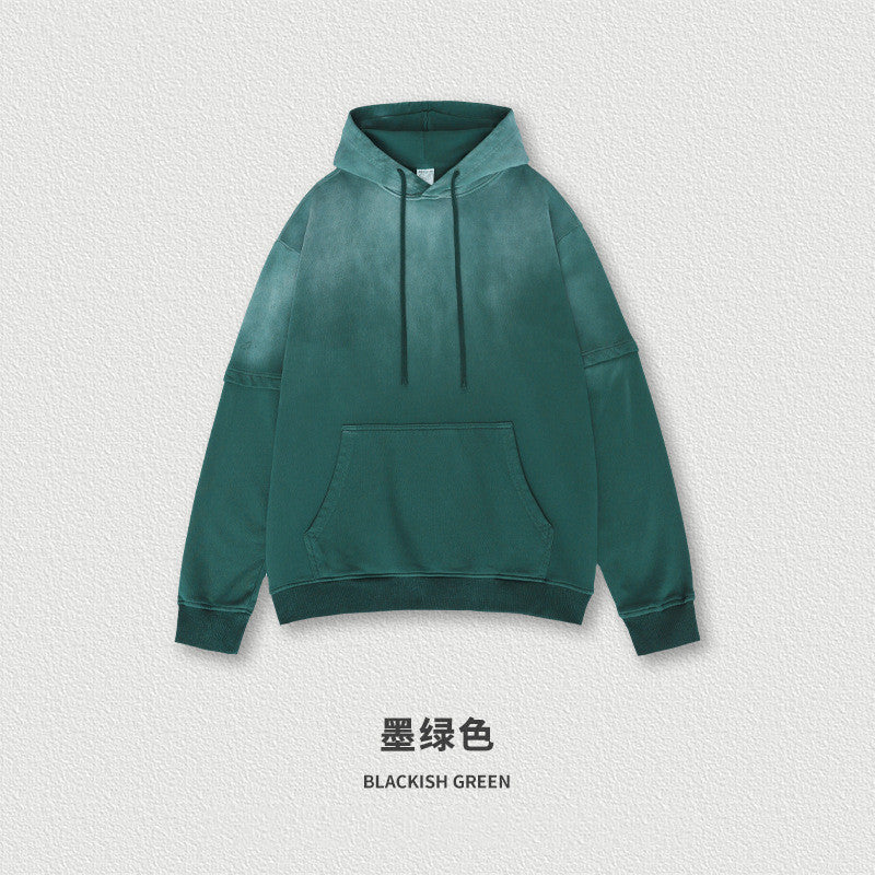 100% Cotton Terry Fake Two Piece Oversized Heavyweight Washed Custom Puff Print High Quality Drop Shoulder Hoodie