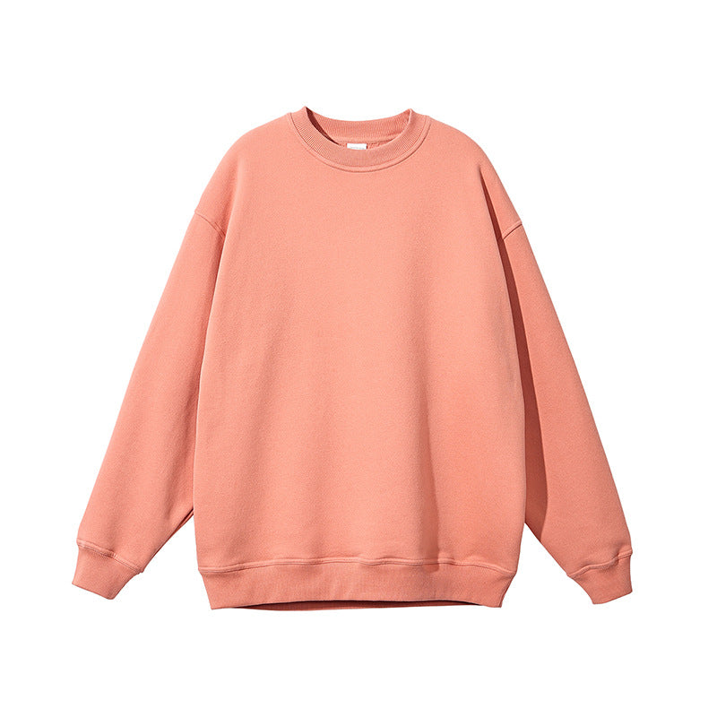 Wholesale 16 Color Solid Color Crew Neck Pullover Oversized Loose Fitting Fleece Lined Thick Sweater Unisex Hoody High Quality