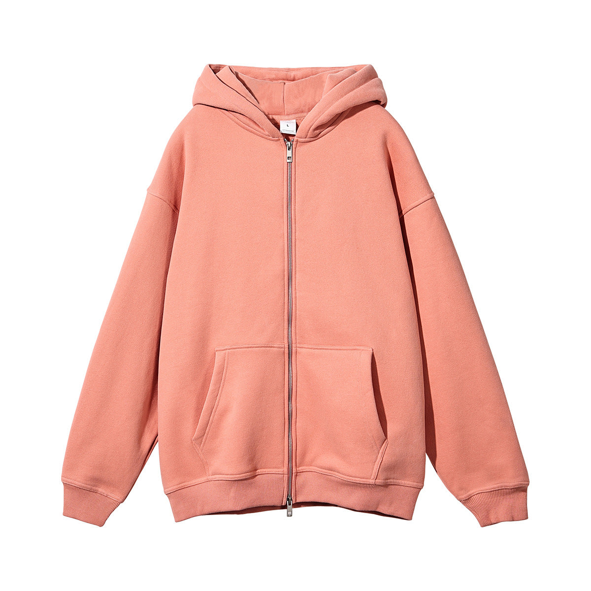 Oem Customized Wholesale 8 Color un Capped Rope Double Headed Zipper Sweatshirt Oversized Cropped Men Hoodies High Quality