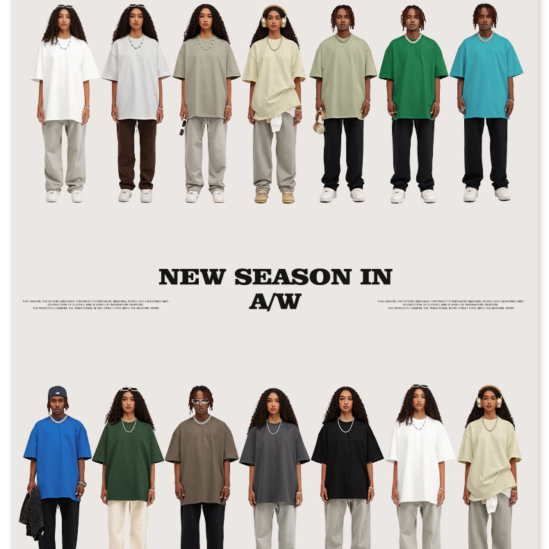 Oversized Drop Shoulder Pure Color Heavyweight 100% Cotton Custom Blank Round Neck High Quality Multicolored Print TShirt Design