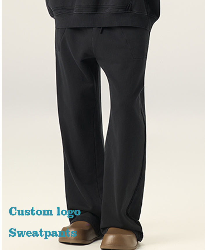 Customized Basic 100% Cotton 420g Heavyweight Sweatpants Heavy Duty Washed and Colored Casual Jogging Pants American Styleas
