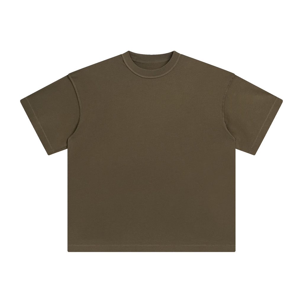 2026 New Style Fashionable Washed Heavy Cotton Loose Short Sleeve Rounded Edge Reverse Collar Streetwear High Quality T-shirts