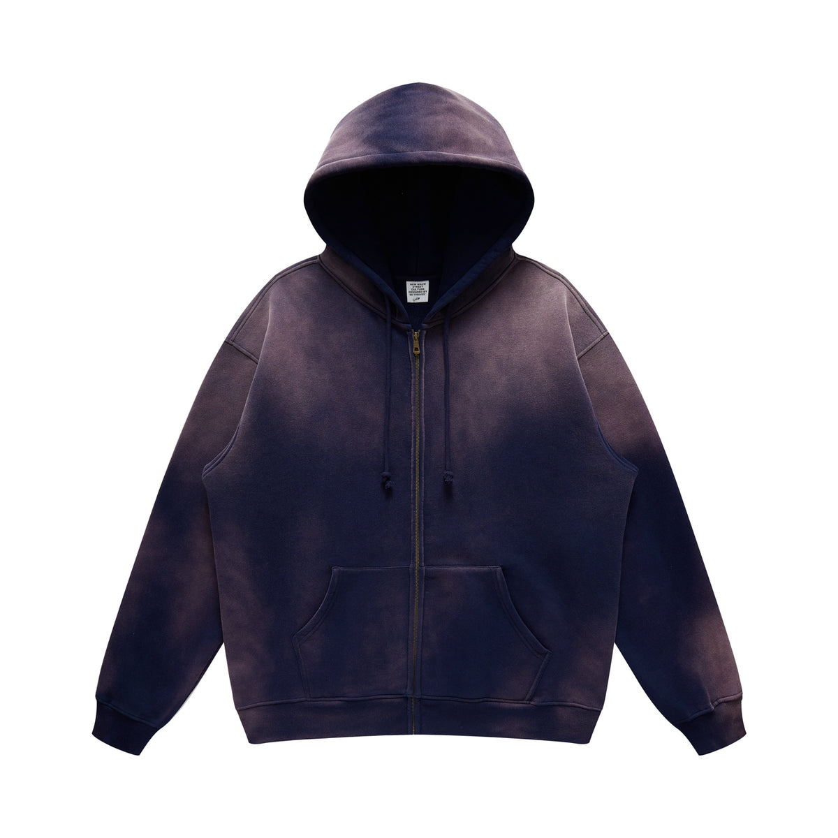 Customized 4 Color Fleece Water Washed zebra Gradient Zipper American Retro Unisex Plain Hooded Sweatshirt Winter Version
