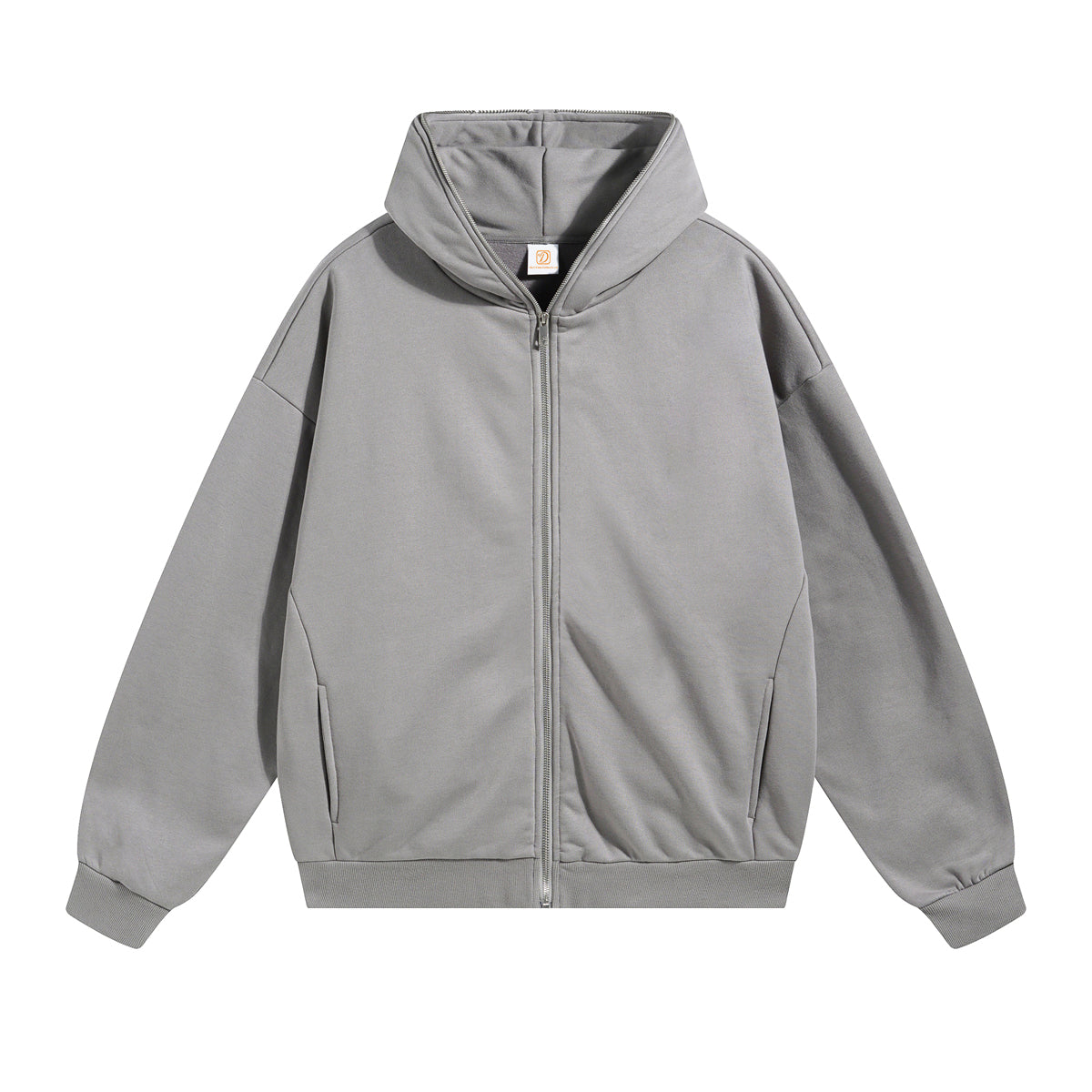 Customized 430gsm a Thick Fabric Pullover with a Dropped Shoulder and a Full Zipper Is Available in Sample Form.Zipper Hoodie