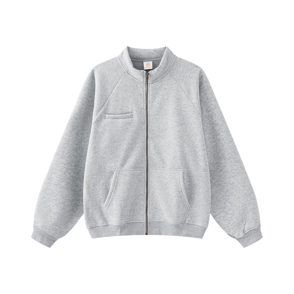 420G Heavyweight Fleece Stand Collar High Quality Blank Custom Zip up Drop Shoulder High Quality Custom Screen Printed Hoodie
