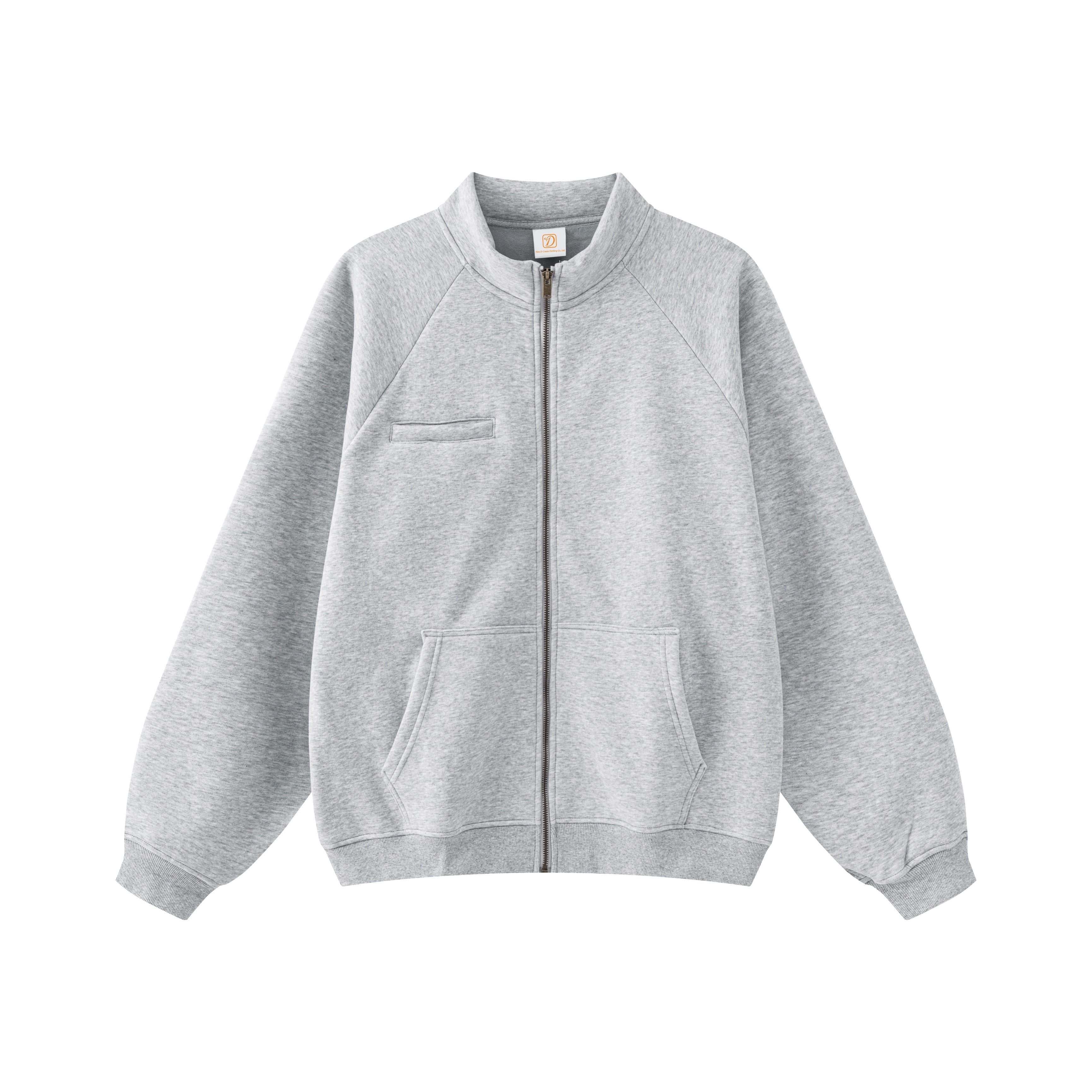 420G Heavyweight Fleece Stand Collar High Quality Blank Custom Zip up Drop Shoulder High Quality Custom Screen Printed Hoodie