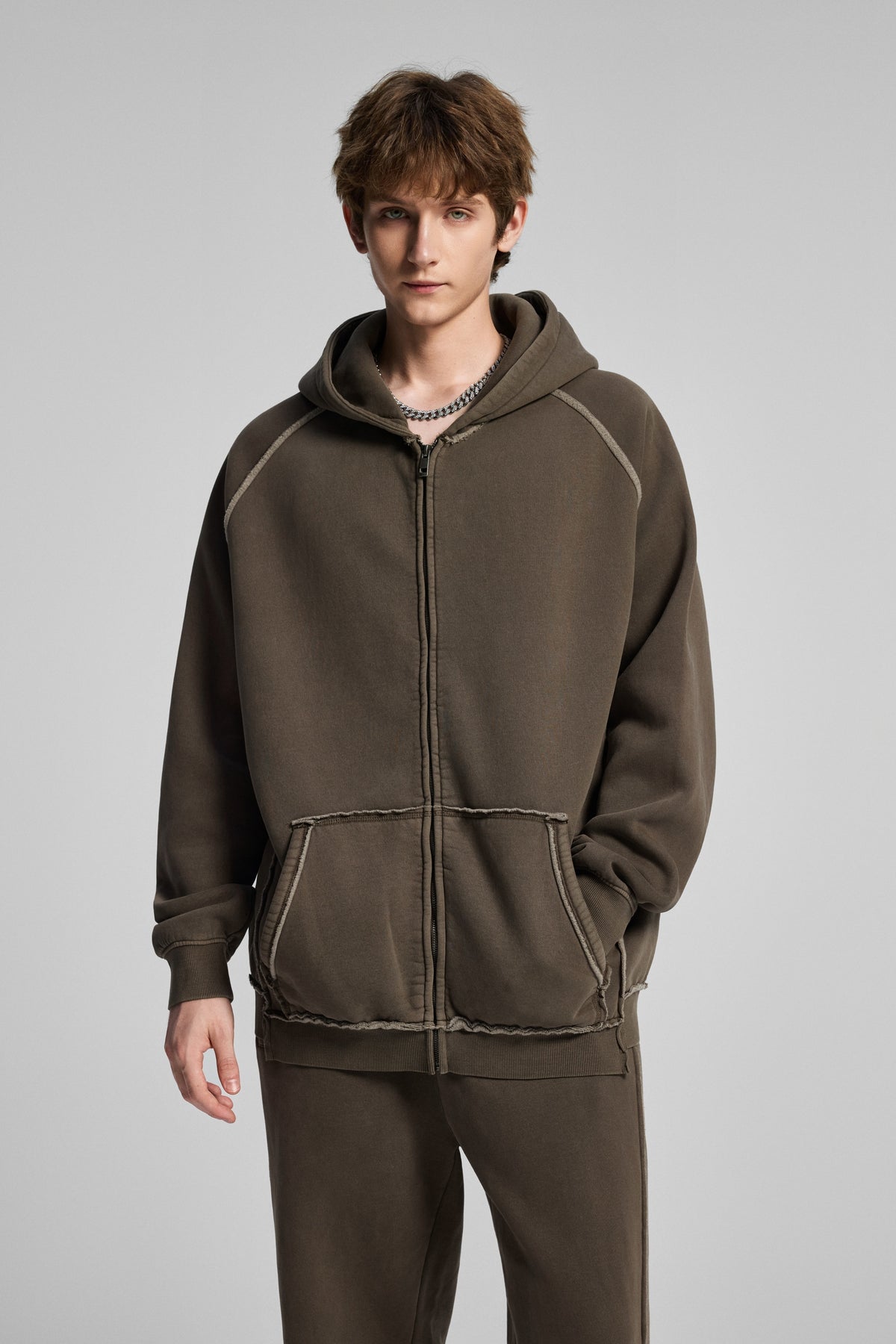 Customized Heavyweight Water Washed Fringed Fleece Pullover Hoodie Can Design Patterns for You for Free Fall and Winter Style