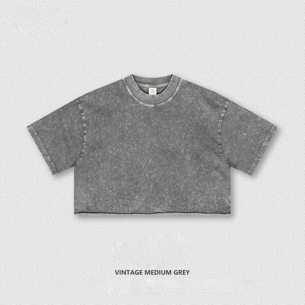 Crop Top Short Cotton Streetwear Wholesale High Quality Screen Print Round Neck Heavyweight Custom Print Printer Blank Tshirt