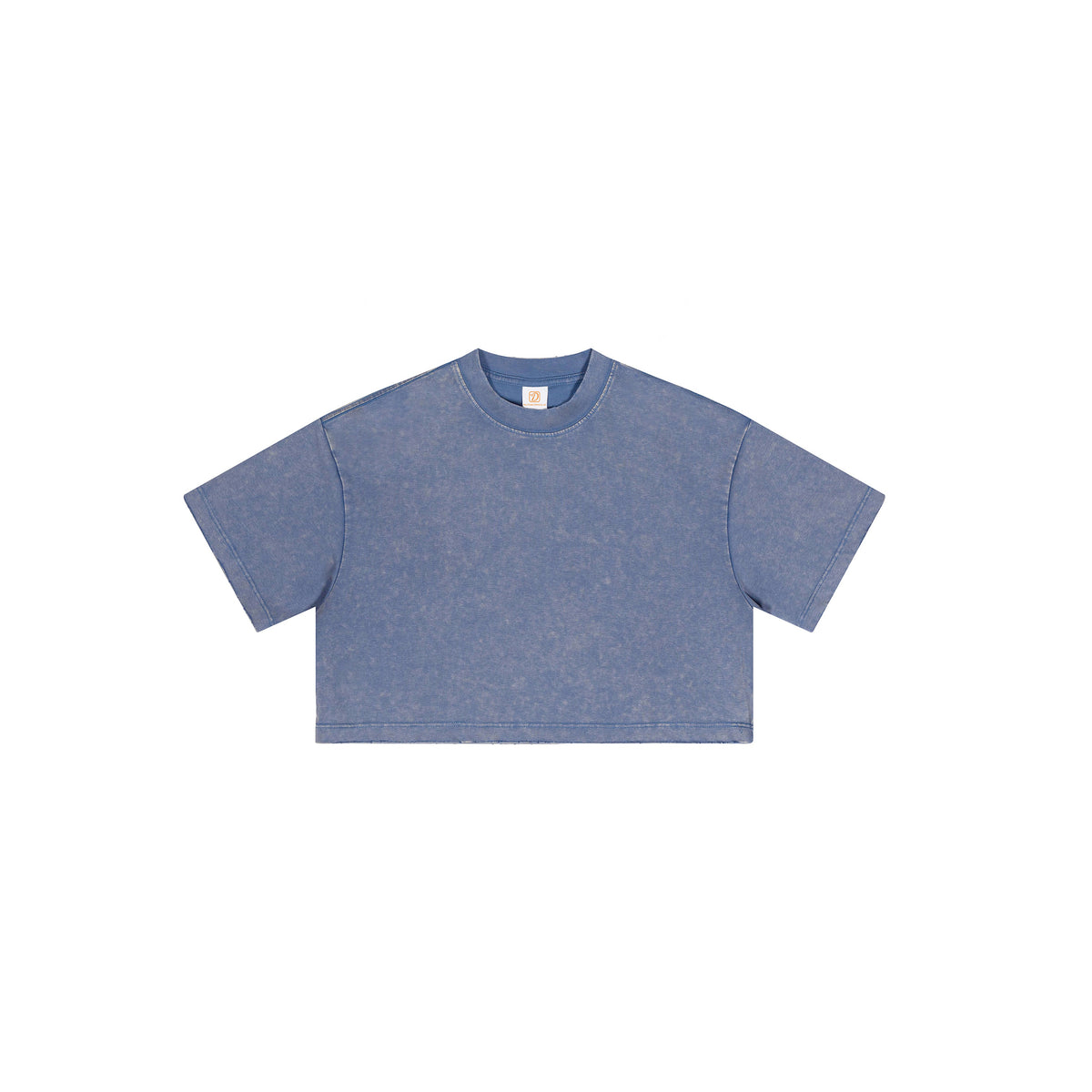 Tshirt Custom logo Summer Version Fitness Crew Neck Crop Top with Exposed Neckline and Waterwashed Finish Fashion Vintage Style