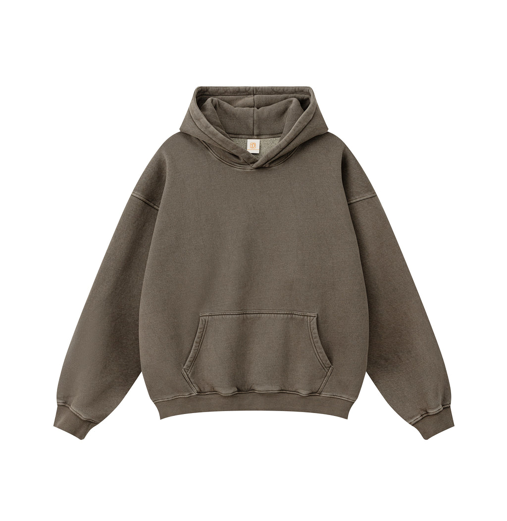 Custom Printed Reversible Stitch Pullover Sweatshirt French Terry Heavyweight Distressed Acid Wash  Washed Men Hoodie