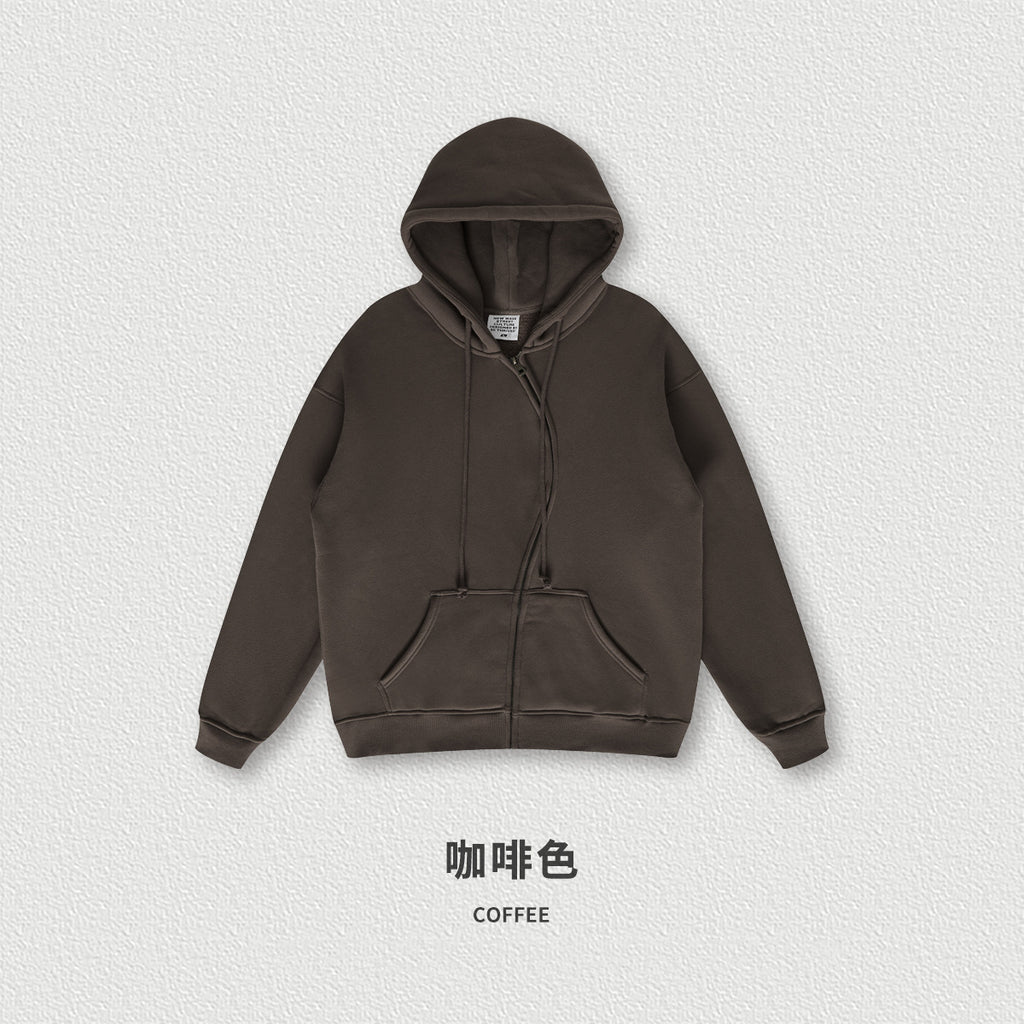 Heavyweight Custom S-shaped Zipper Fleece Loose Boxy Oversized Streetwear Drop Shoulder Fashion Sweaters and Hoodies