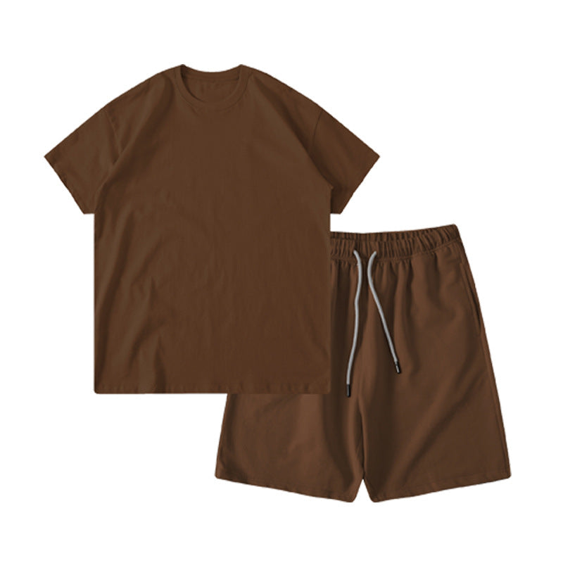 High Quality T-shirt and Shorts Blank Custom logo Multi Color Heavy Coton Suit O-neck Heavyweight Wholesale Children's T-shirt