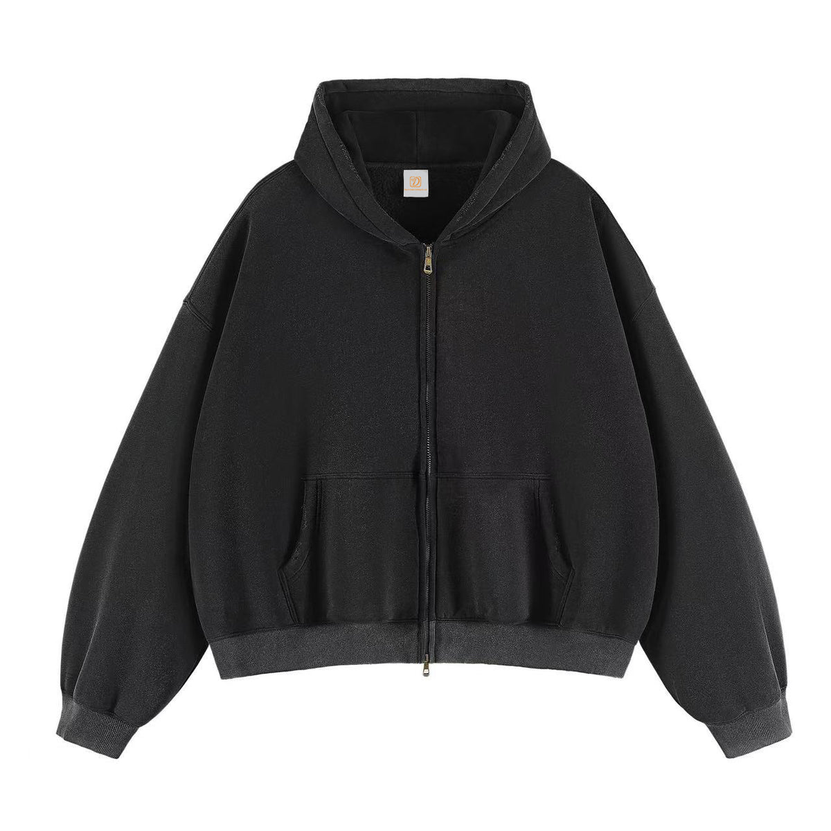Custom Men's Fashion Hoodies Boxy Shaped Fleece Heavyweight Washed Color Blocked Zipper Pullover Hoodie Fall and Winter Style