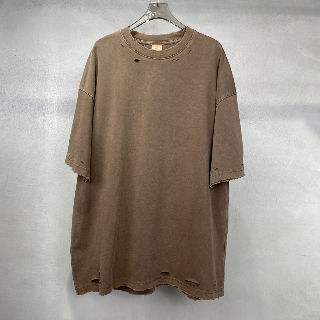 Heavyweight Loose Vintage Broken Oversized Drop Shoulder Custom Acid Wash Streetwear Heavy Cotton Blank Fashion Tshirt Printing