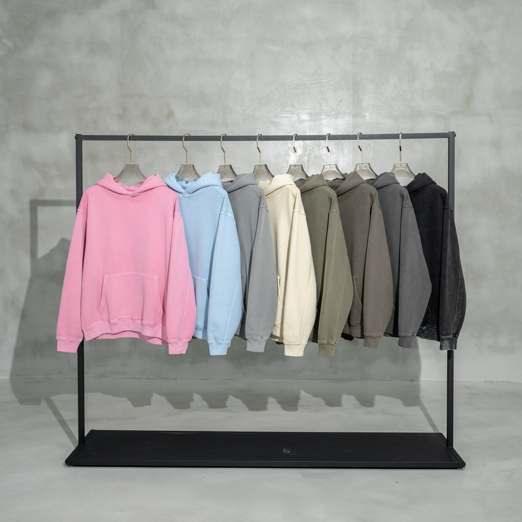 High Quality Knitted Blank Thick Sublimation Streetwear Acid Wash Heavyweight Vintage Pullover Hoodie