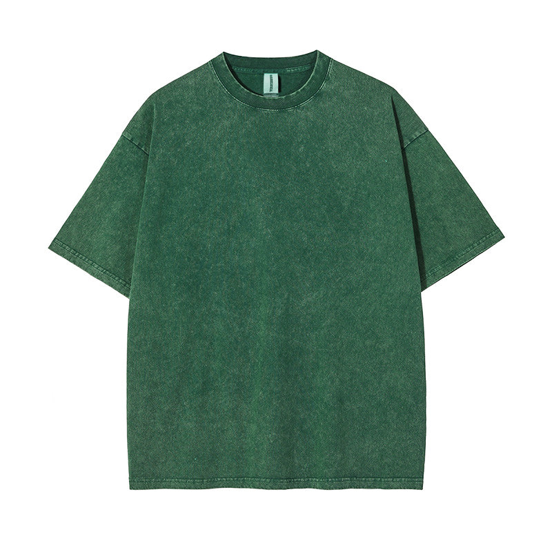 100% cotton Various Patterns Can Be Customized 12color Frosted Water Washed Wax Resist Dying Distressed Short Sleeved Shirts