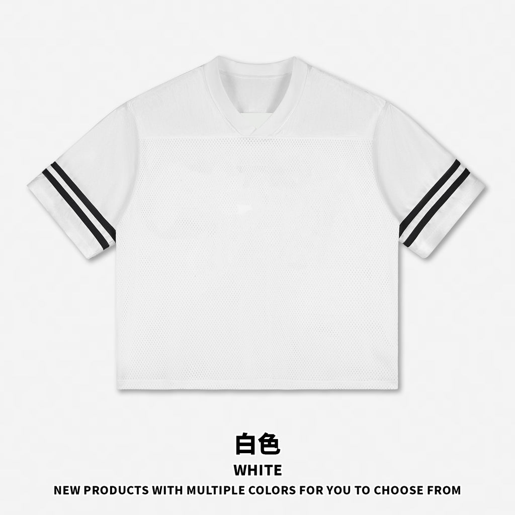 Wholesale Custom 100% Polyester Custom High Quality Puff Print Striped Color-blocking Mesh Eye Ball Mens T-shirt Printed