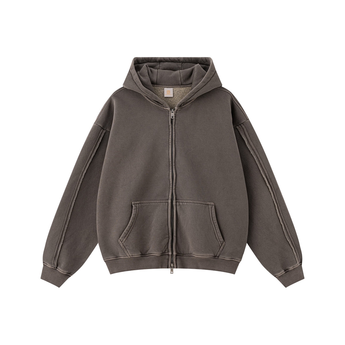 Fashion Men's Hoodies Double Headed Zipper Fleece-lined Hooded Sweatshirt Water Washed Finish Sweatshirts From a Trendy Brand